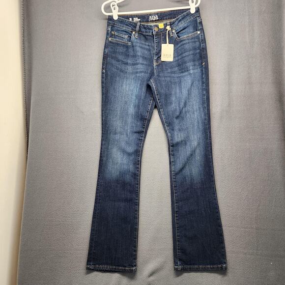 a.n.a Jeans Womens 10 Blue Mid Rise Slim Bootcut Ink Wash Stretch Denim NEW - Picture 1 of 10